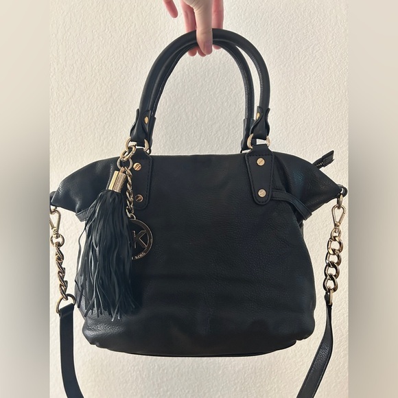 Michael Kors Megan Pebbled Leather Tassel Satchel Crossbody Handbag- Pre Owned